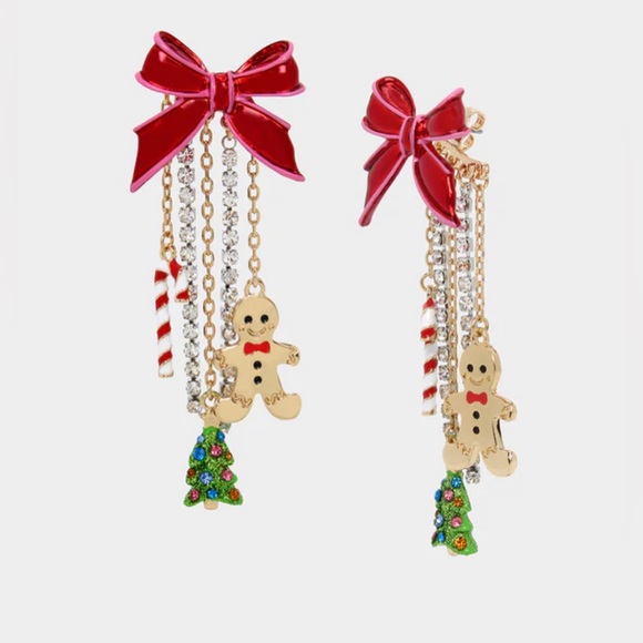 Betsey Johnson Jewelry - NWT 🎄♥️ Betsey Johnson BETSEYS HOLIDAY CANDY CANE DROP EARRNGS RED